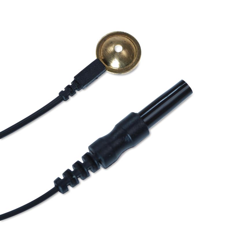 Cup electrode cable gold, stamped, 2 mm plug
