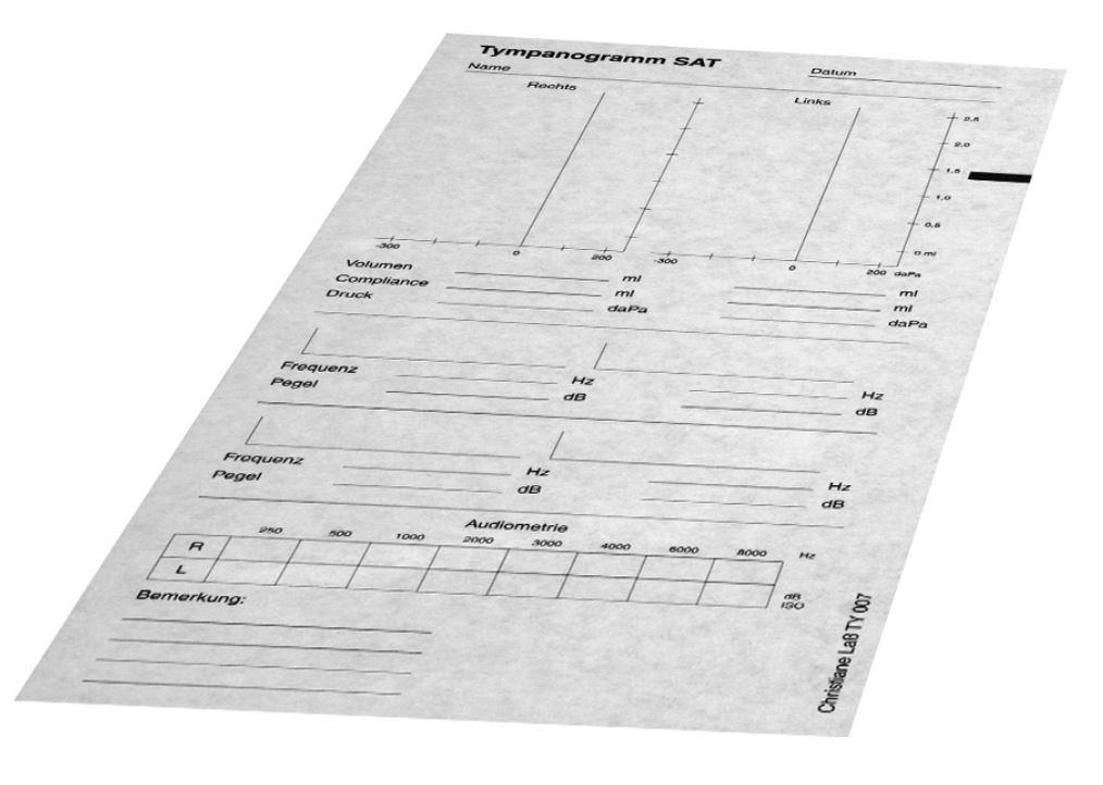 Tympanogramm-Vordrucke für verschiedene Tympanometer