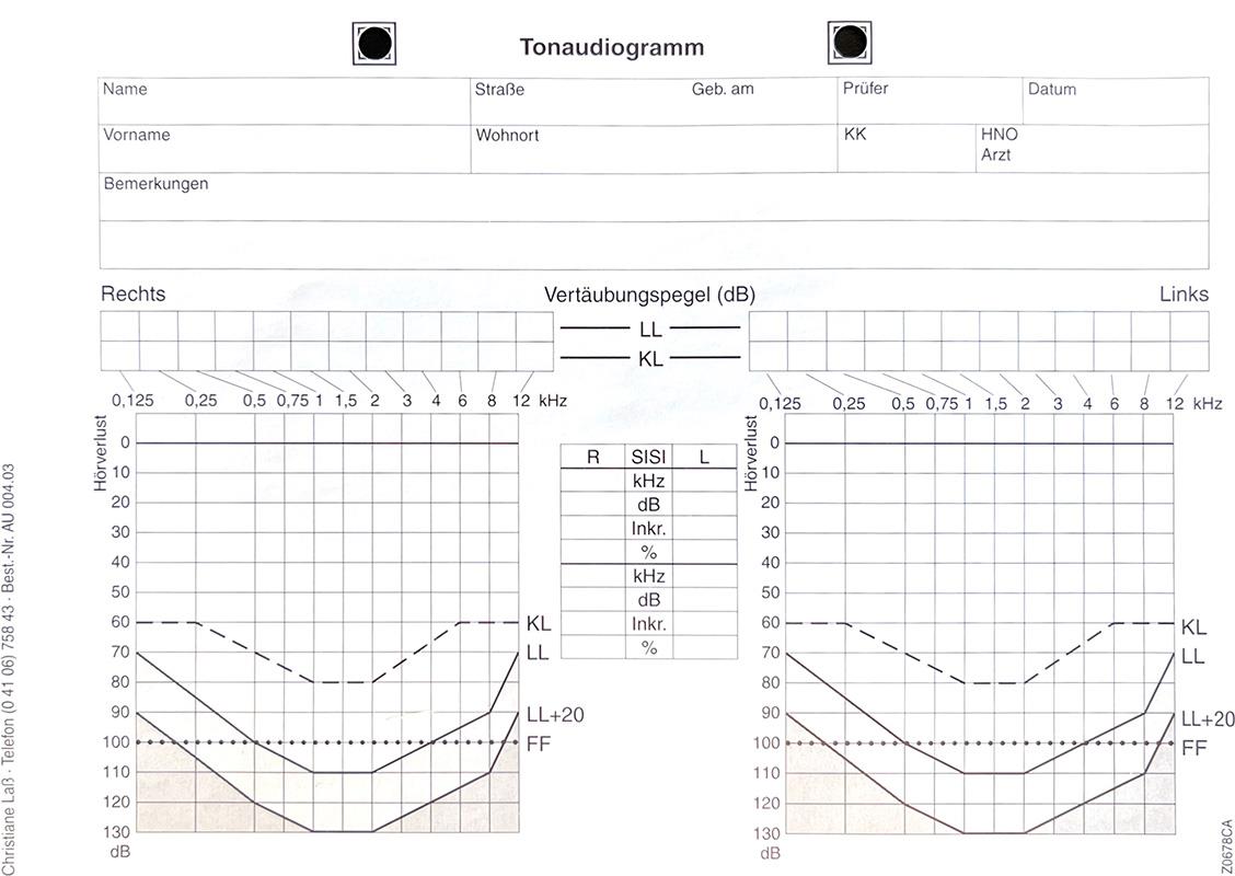 Audiogrammformblatt Maico KS5 Klinikversion