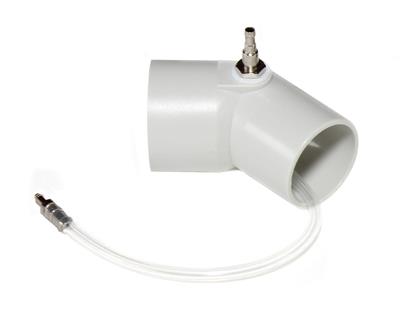 Krümmer 45° mit Anschlussnippel und Schlauchadapter