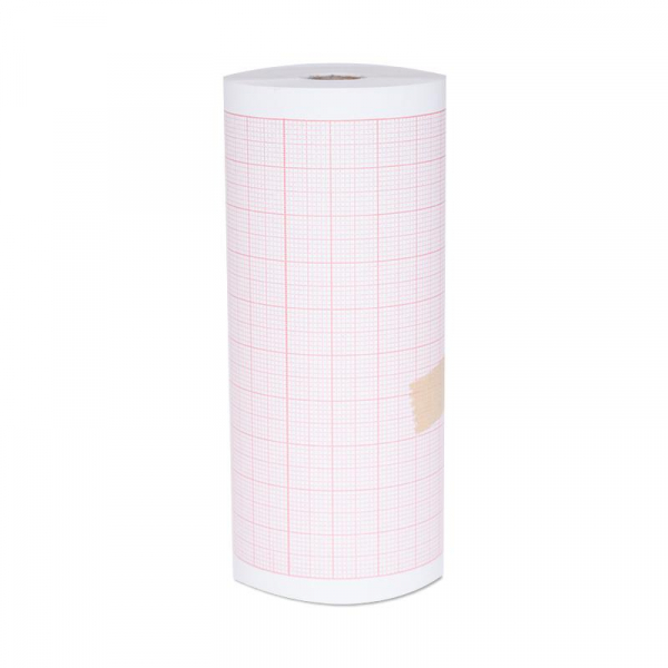 Thermopapierrolle 114 mm breit, roter Millimeter-Druck 