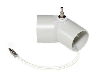 Krümmer 45° mit Anschlussnippel und Schlauchadapter
