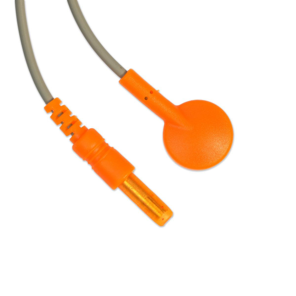 Elektrodenkabel, orange, 100 cm mit Druckknopfadapter und DIN-Stecker 
