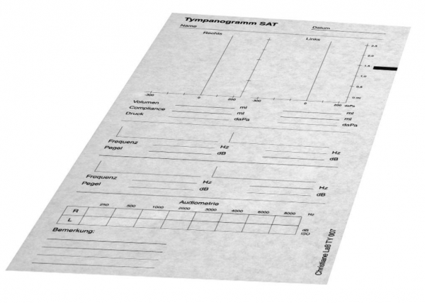 Tympanogramm-Vordrucke für verschiedene Tympanometer