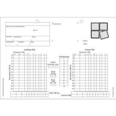 Universal Audiogrammvordrucke Block mit 100 Blatt, beidseitig bedruckt
