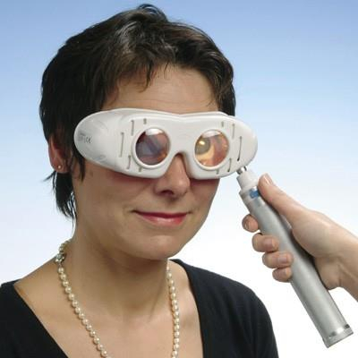 Nystagmusbrille nach Dr. Blessing Typ 723 variabel: mit regelbarem Batteriegriff
