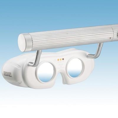 LED-Nystagmusbrille Typ 823 mit Batteriegriff oben, Farbe: weiß