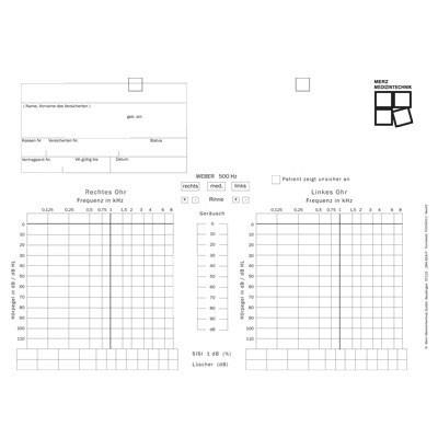 Audiogrammvordrucke Zeisberg KA450, Block mit 100 Blatt, beidseitig bedruckt