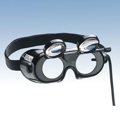 Nystagmusbrille nach Prof. Frenzel, Typ 502 mit klappbaren Gläsern und Anschlusskabel