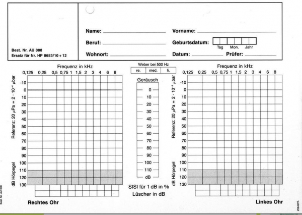 Audiogrammformblatt Philips HP 8653