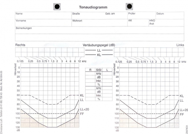 Audiogrammformblatt Maico KS5 Klinikversion 