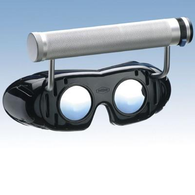 Nystagmusbrille nach Prof. Frenzel, Typ 503 fest montierter regelbarer Batteriegriff oben